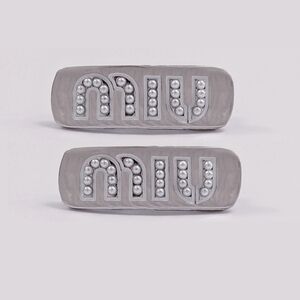 Set of 2 Miu Miu Pearl Silver Hair Clips